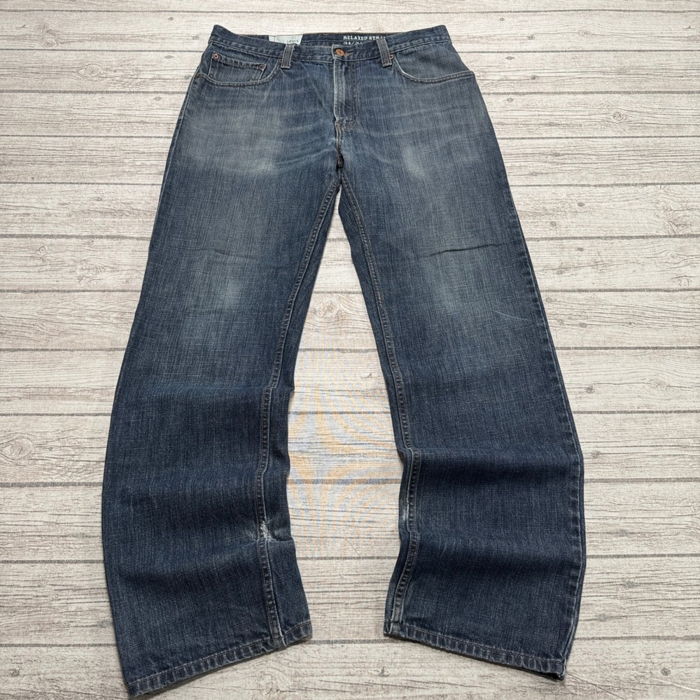 Y2K Levi's 559 Jeans Men's 34x34 Blue Faded Denim Relaxed Straight Leg Cotton